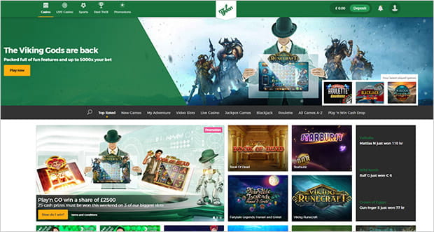 Mr Green casino lobby screenshot